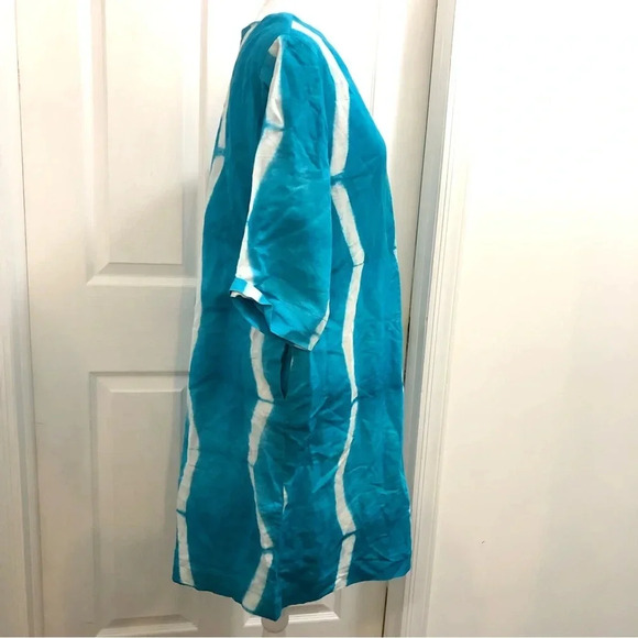 Roberta Roller Rabbit Turquoise Abstract Striped Beach Coverup Medium - Picture 4 of 6